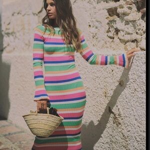 Charlie holiday Striped Multicolor Long Sleeve Dress